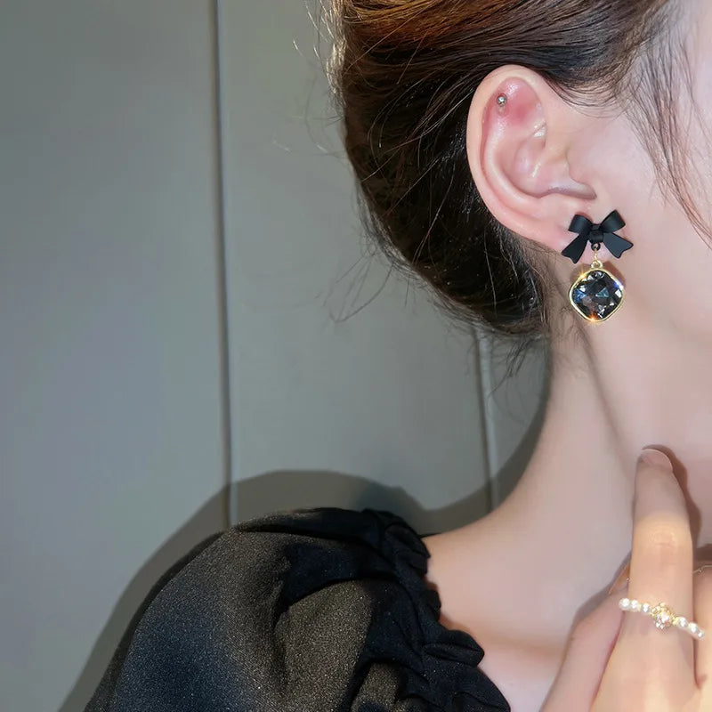 E26 Elegant Bow&Gemstones Earrings