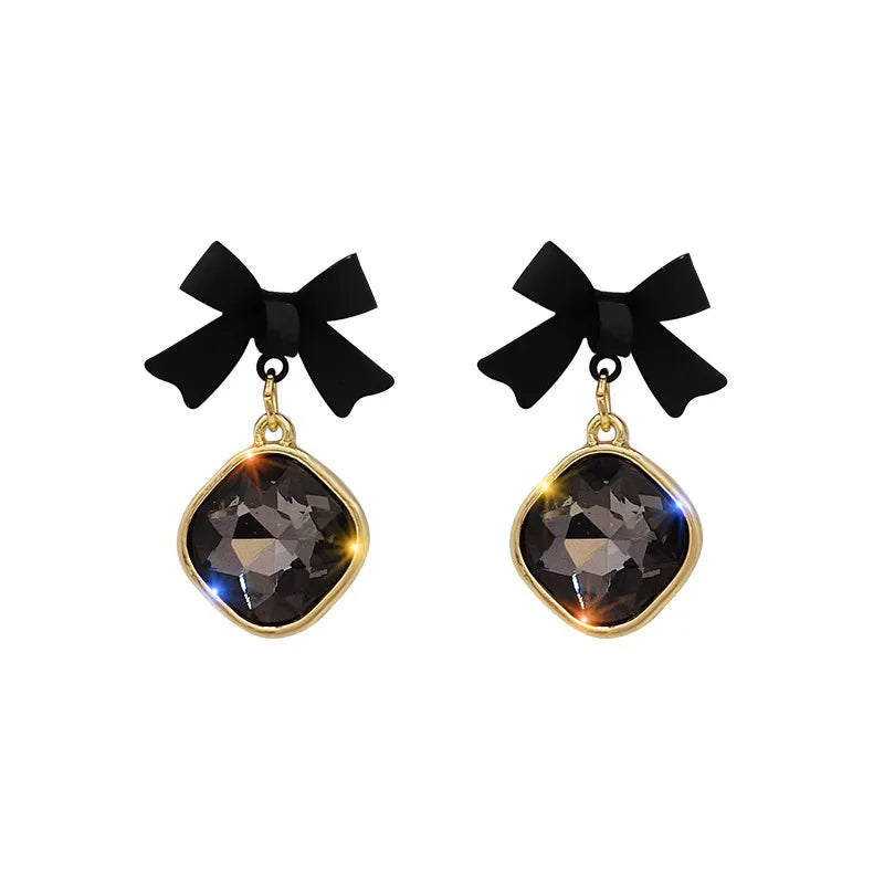 E26 Elegant Bow&Gemstones Earrings
