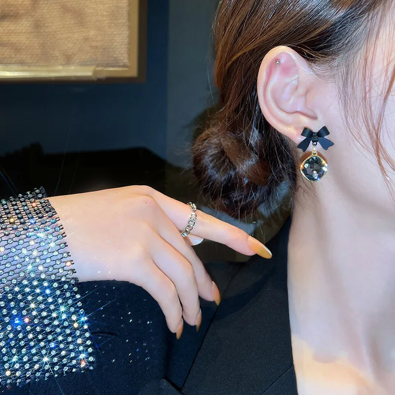 E26 Elegant Bow&Gemstones Earrings