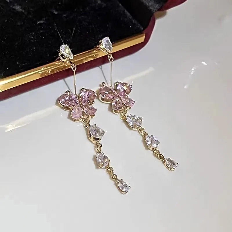 E16 Butterfly Zircon Drop Earrings