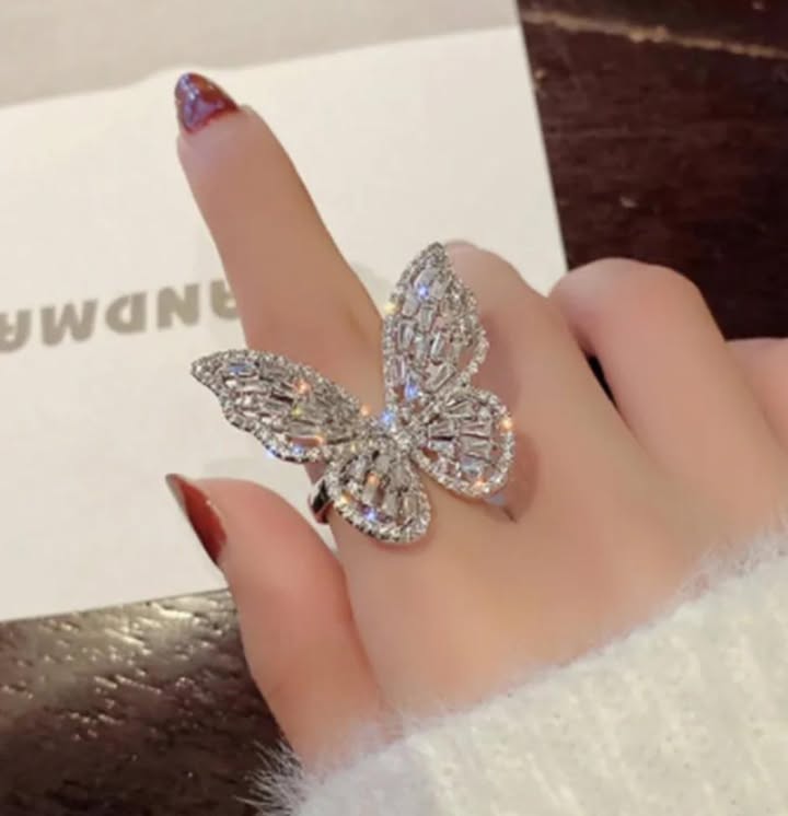 Golden White Butterfly Open Ring R14 R17