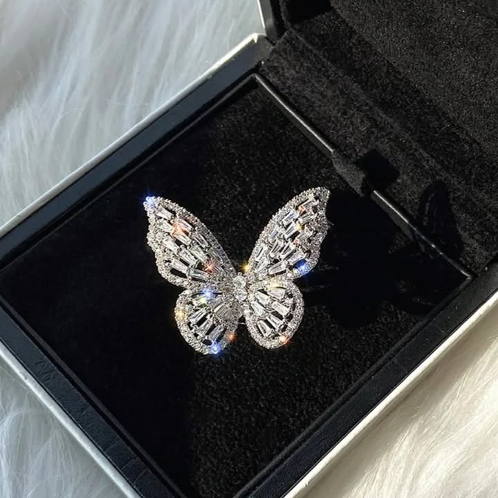 Golden White Butterfly Open Ring R14 R17