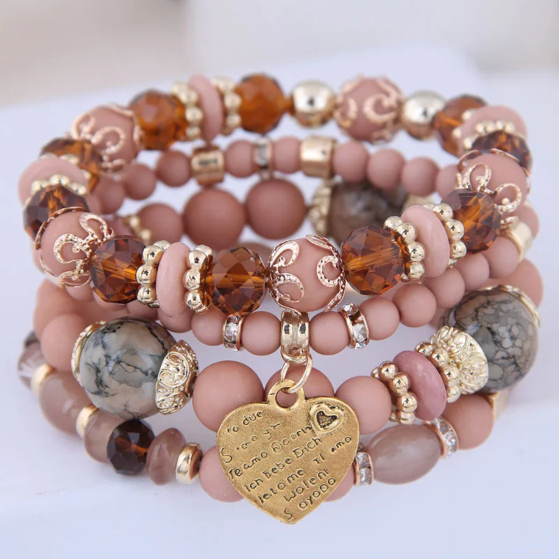 B4 Bohemian Peach Multilayer Bracelet