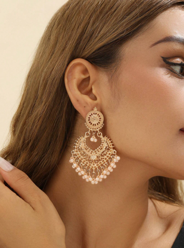 Colored Bead & Tassel Drop Earrings