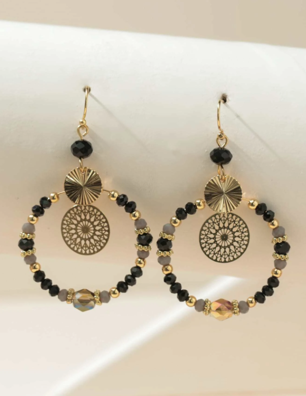E3 Beaded Round Drop Earrings