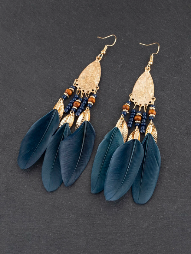 E30 Feather Drop Earrings