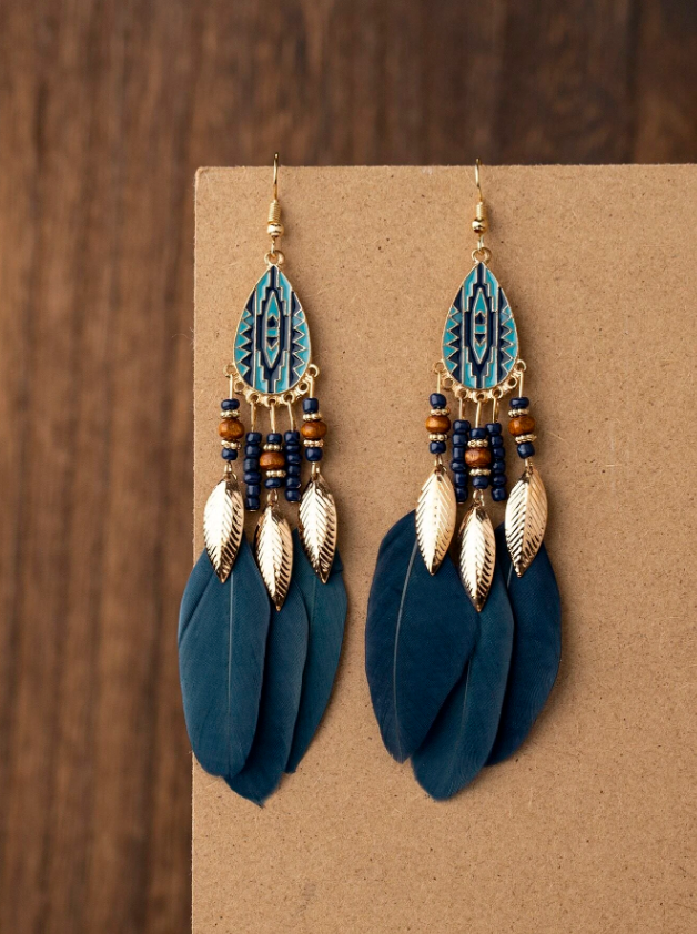 E30 Feather Drop Earrings