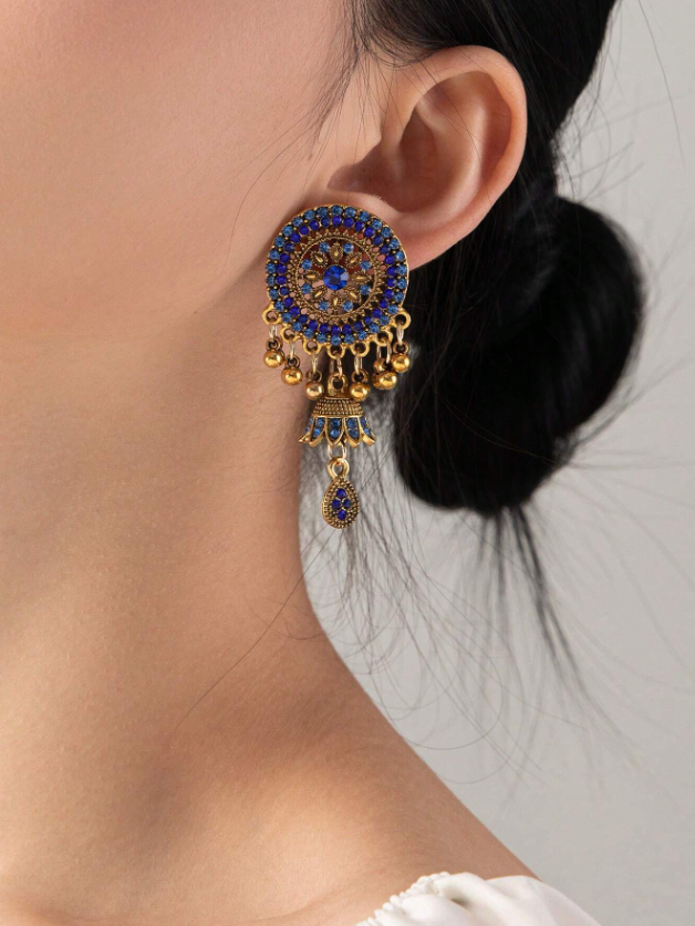 E54 Royal Blue Elegant Drop Earrings