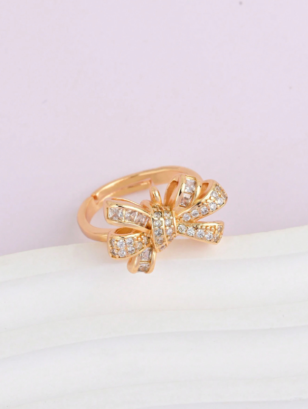 R1 Sparkly Bow Knot Adjustable Ring