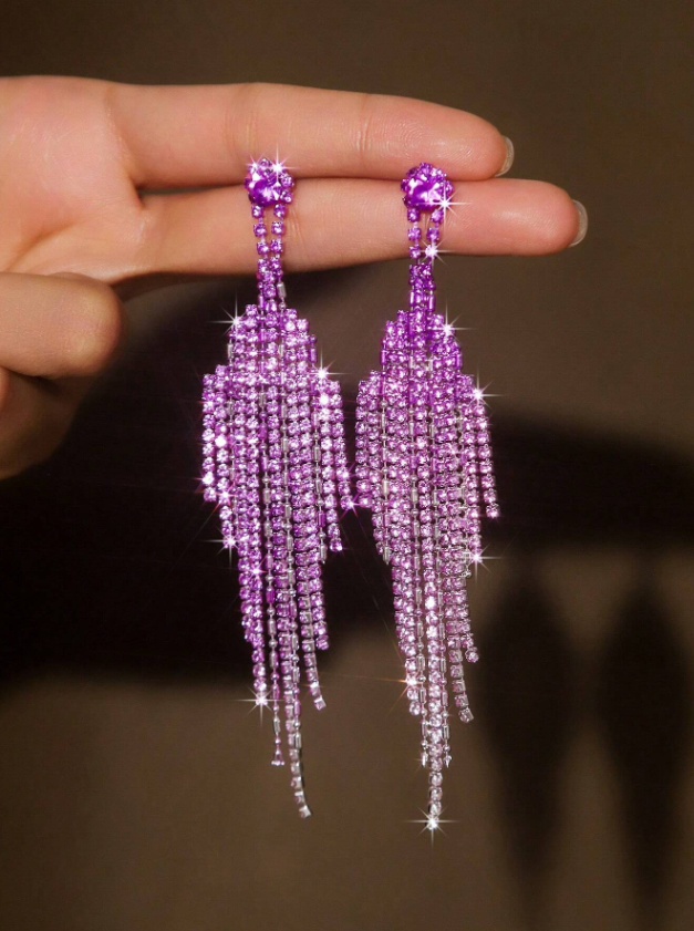 E50 Purple Tassel Earrings