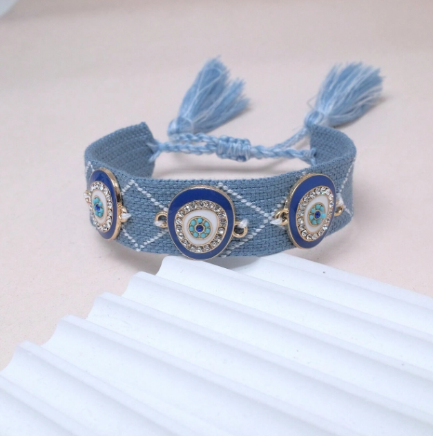 B14 Evil Eye Pull Cord Bracelet