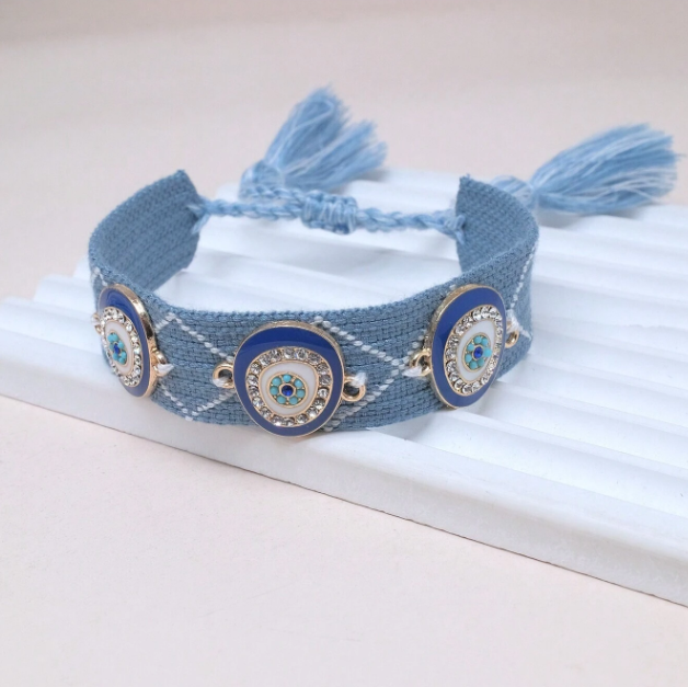 B14 Evil Eye Pull Cord Bracelet