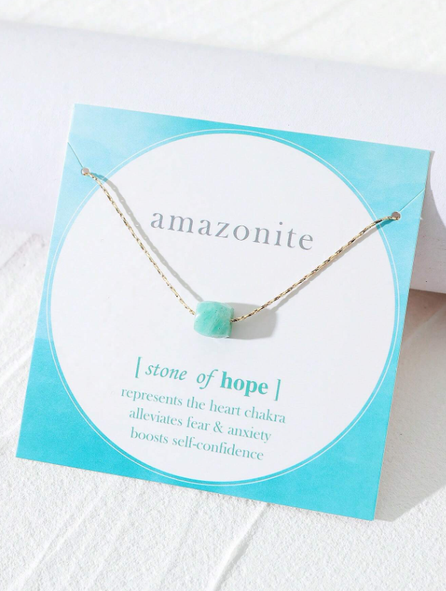 N17 Natural Amazonite Stone Pendant Necklace