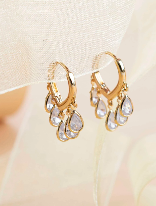 E60 Teardrop Zirconia Small Hoop Earrings
