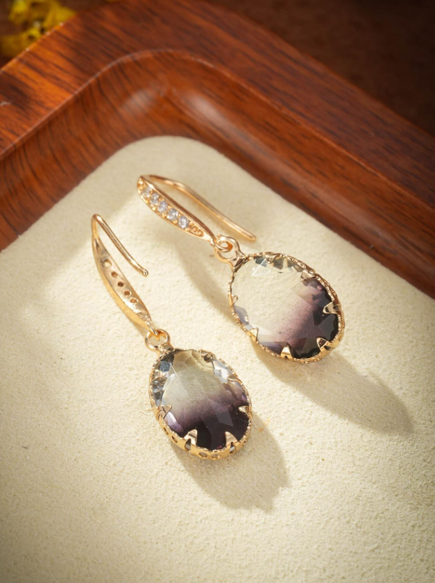 E67 Elegant Gray Citrine Earrings