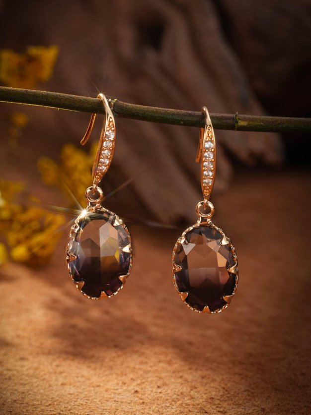 E67 Elegant Gray Citrine Earrings