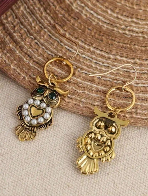 E47 Owl Dangle Earrings