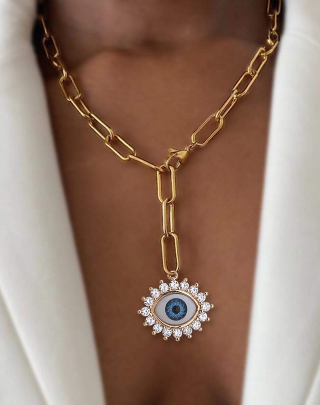 N12 Evil Eye Pendant Chain Necklace