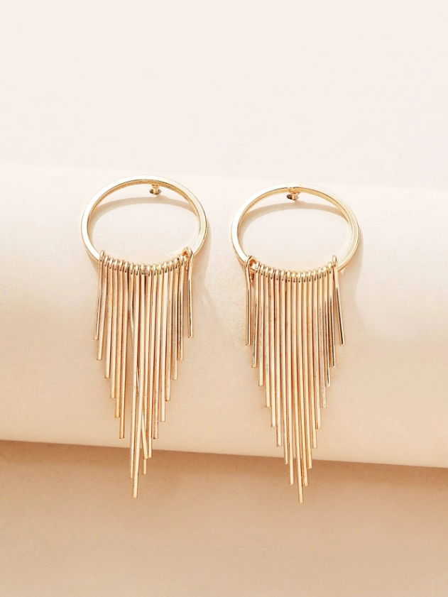E33 Gold Tassel Drop Earrings