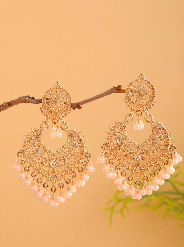 Colored Bead & Tassel Drop Earrings