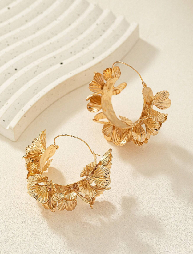 E8 Big Flowers Hoop Earrings
