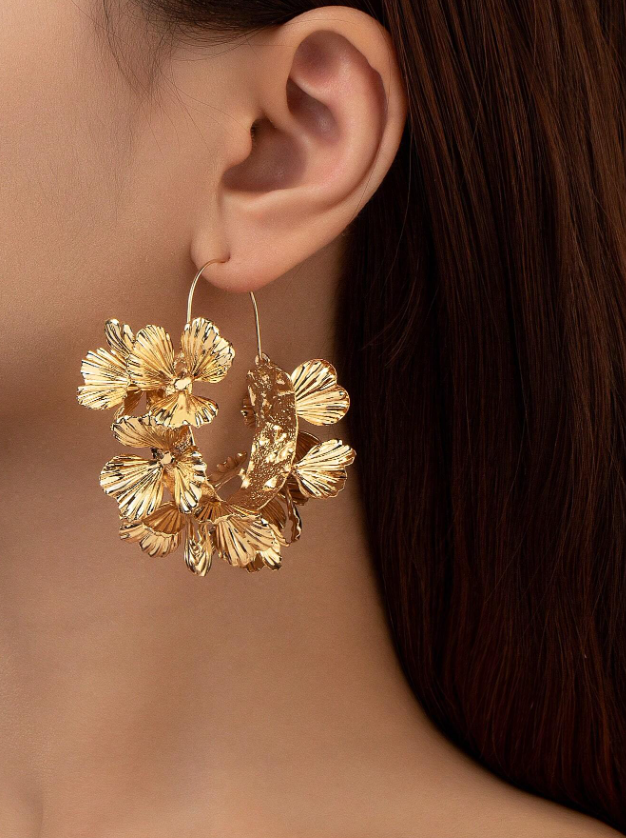 E8 Big Flowers Hoop Earrings