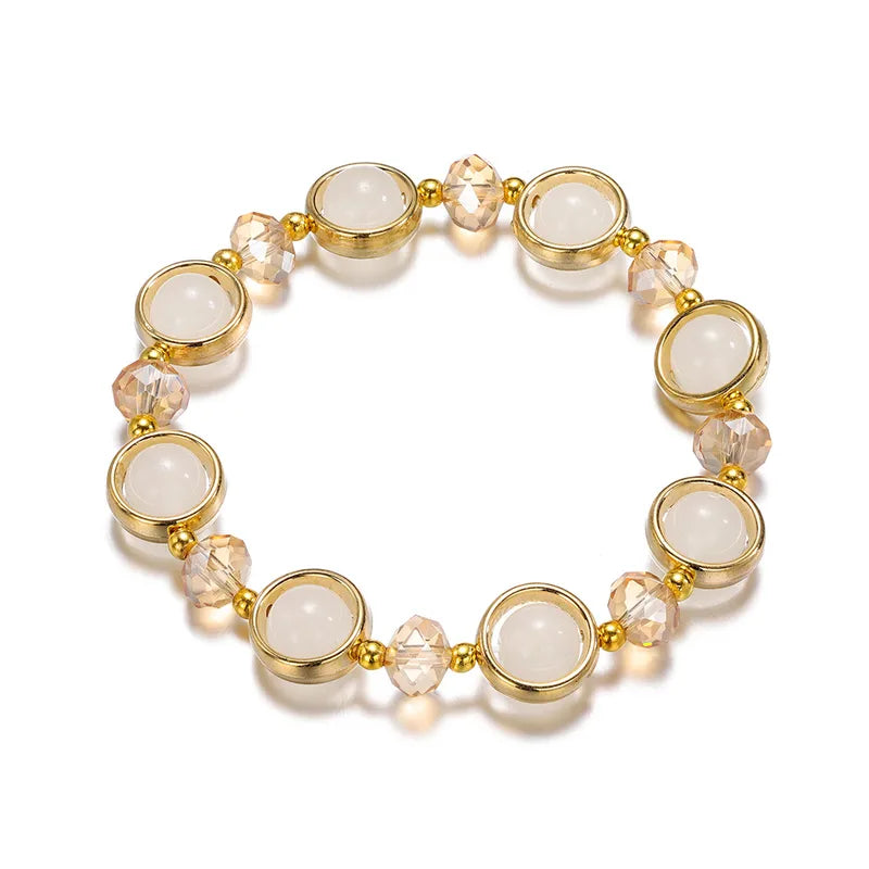 B31 White Round Glass Bracelet