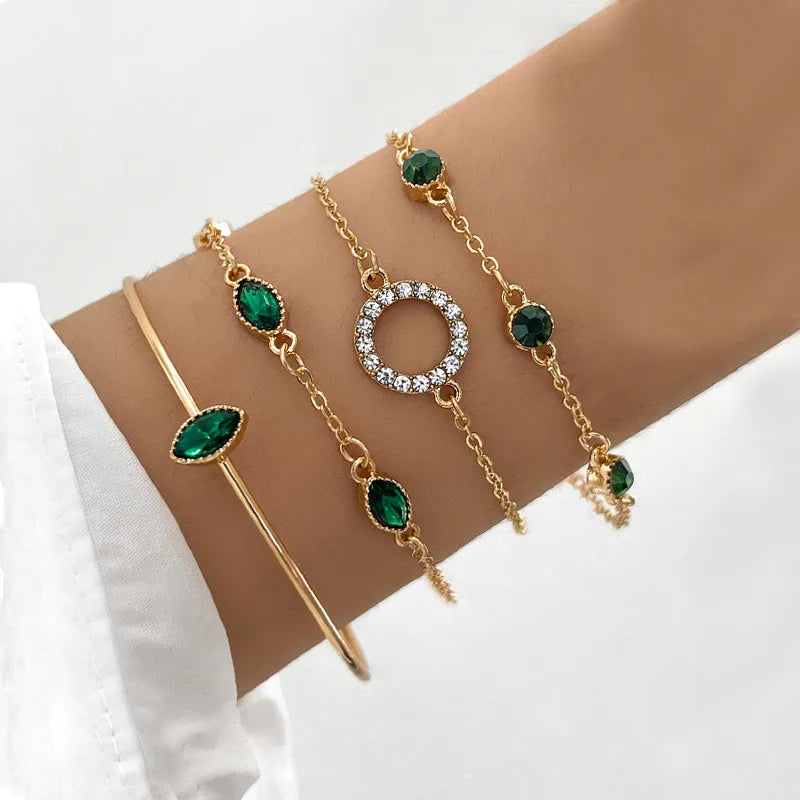 B11 Emerald Waterdrop Bracelets Set