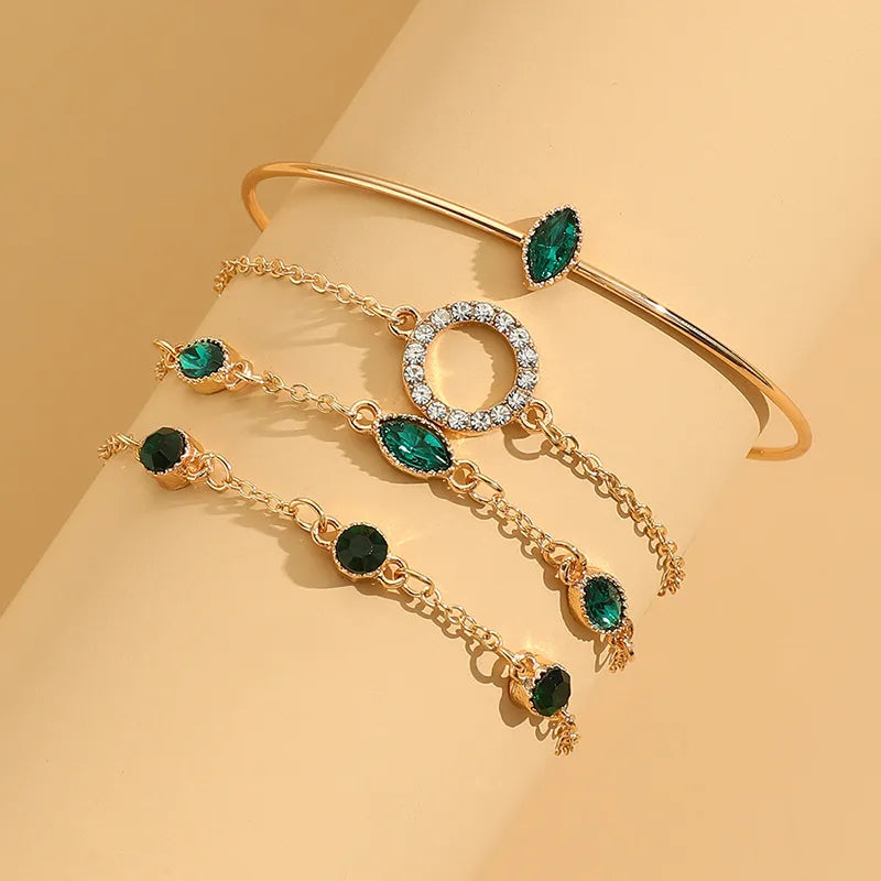 B11 Emerald Waterdrop Bracelets Set