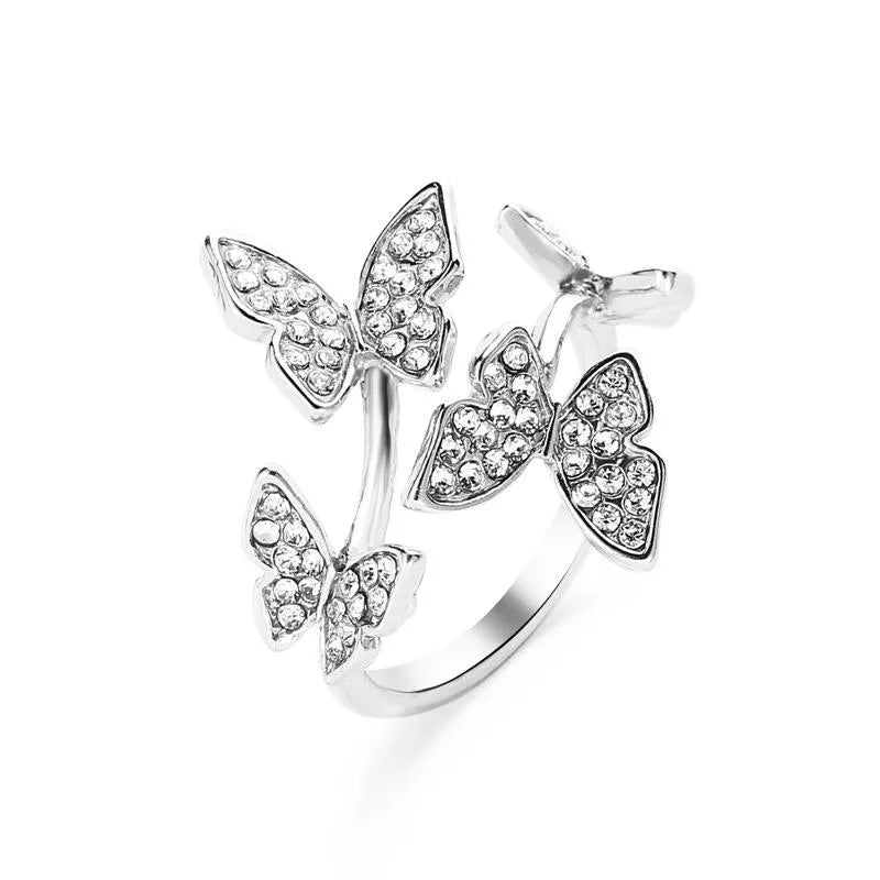 Diamond Butterfly Open Ring - 2 Available Colors
