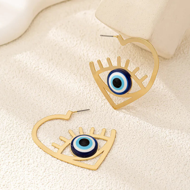 E29 Evil Eye Heart Shape Earrings
