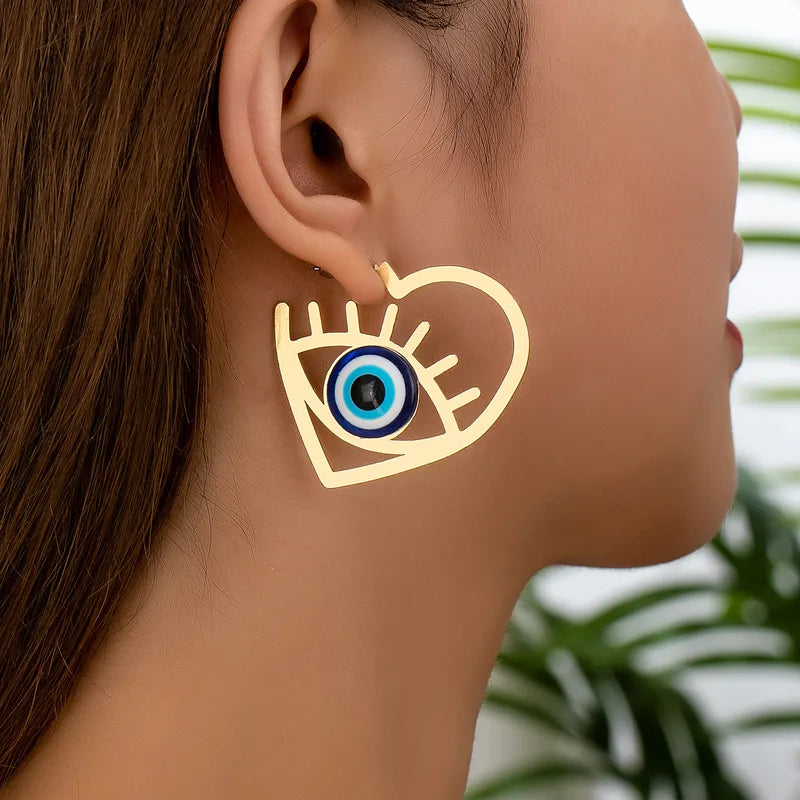 E29 Evil Eye Heart Shape Earrings