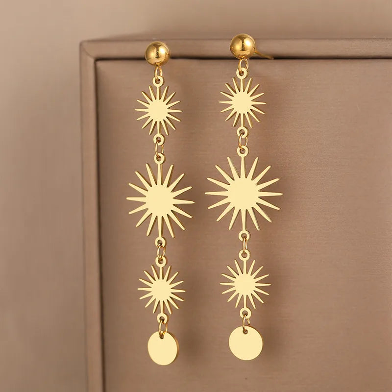 E35 Golden Sun Long Earrings