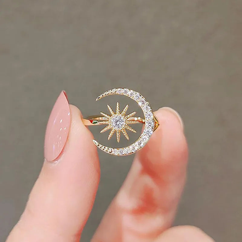 R5 Shiny Star Moon Open Ring