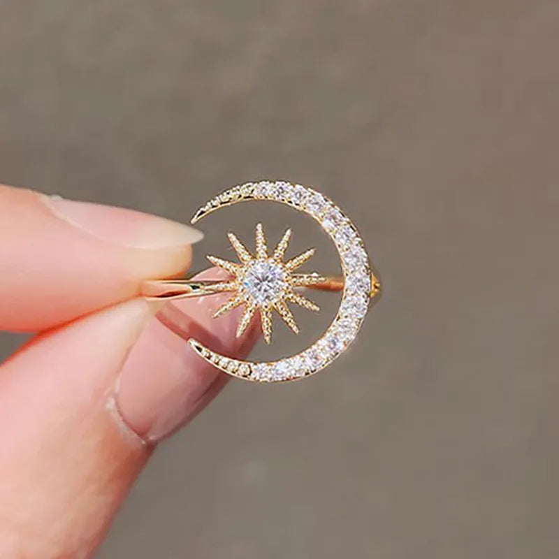 R5 Shiny Star Moon Open Ring