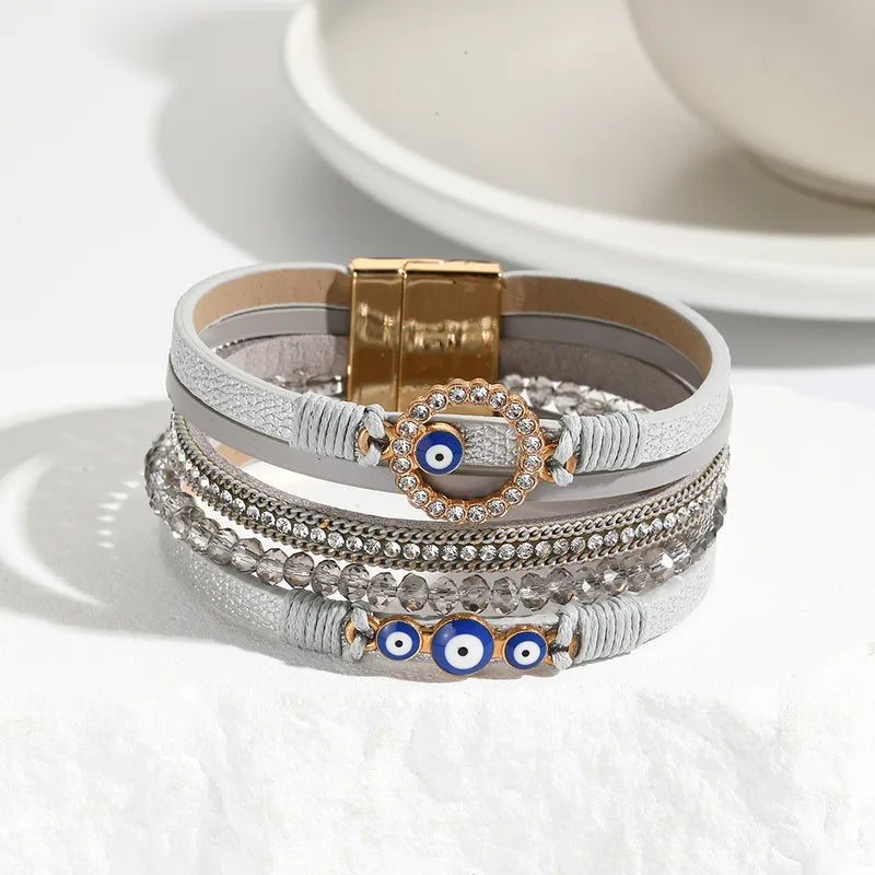 B37 Evil Eye Leather Bangle