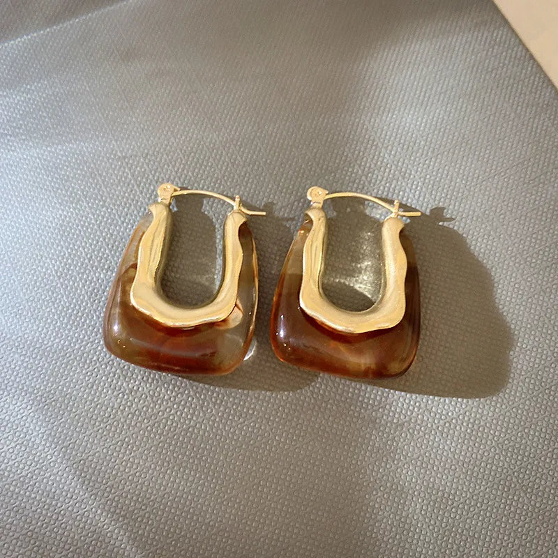 U Shape Resin Earrings - 2 Available Colors