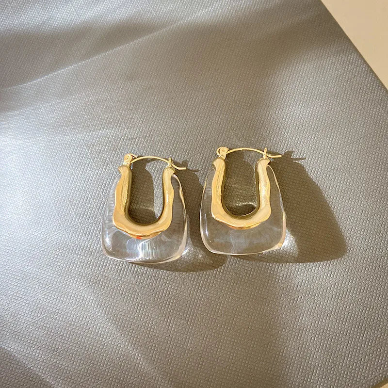 U Shape Resin Earrings - 2 Available Colors