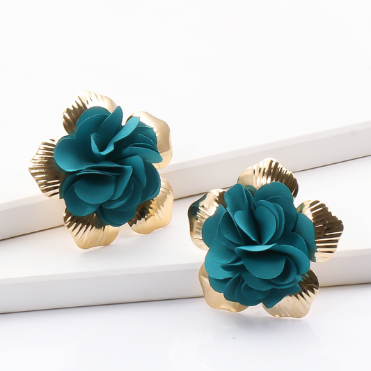 E32 Flower Cloth Earrings