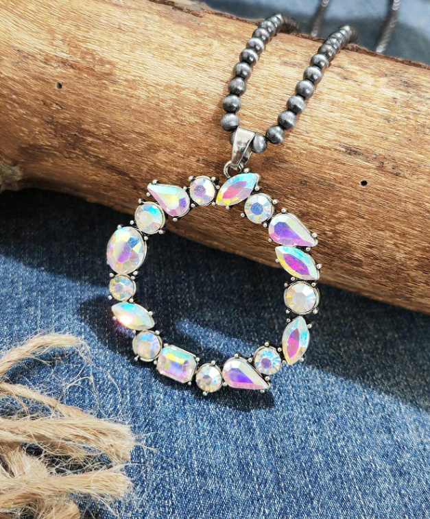 Beaded Glass Pendant Necklace - 3 Available Shapes