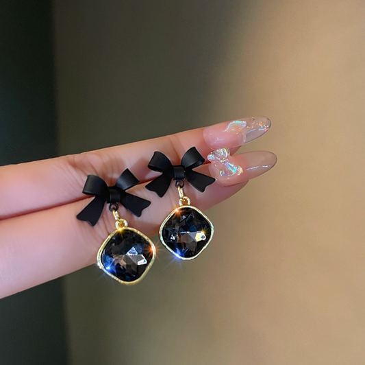 E26 Elegant Bow&Gemstones Earrings