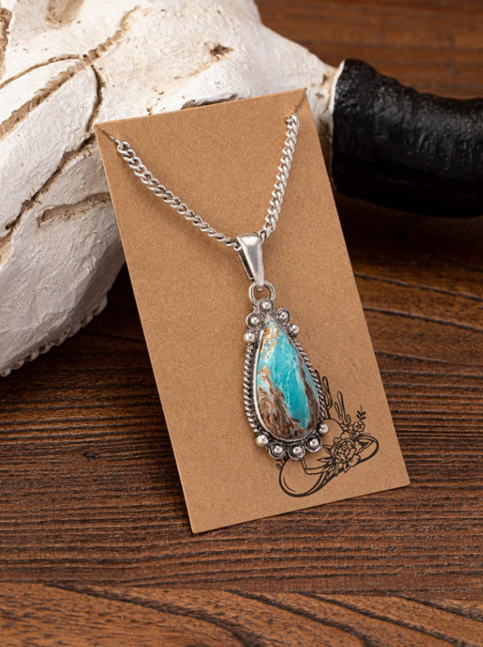 N11 Turquoise Concho Pendant Necklace