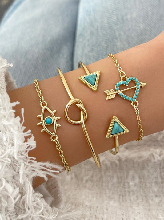 B18 Golden&Turquoise Bracelet Set