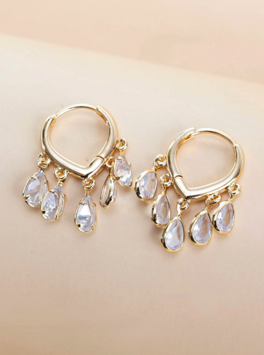 E60 Teardrop Zirconia Small Hoop Earrings