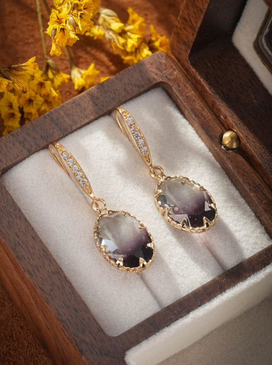 E67 Elegant Gray Citrine Earrings