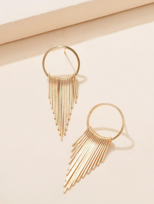 E33 Gold Tassel Drop Earrings