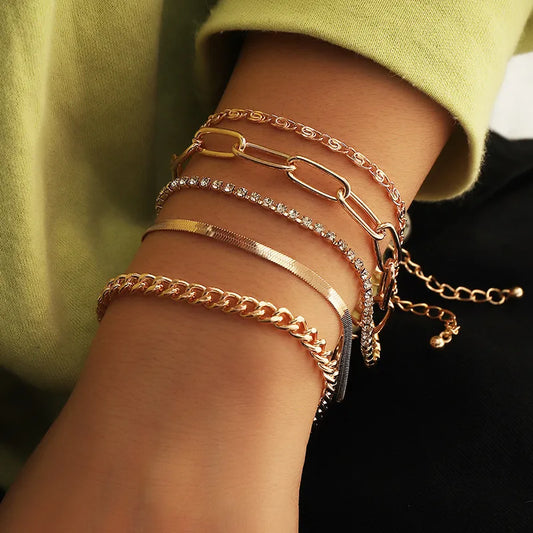 B34 Thick Chain Bracelet Set