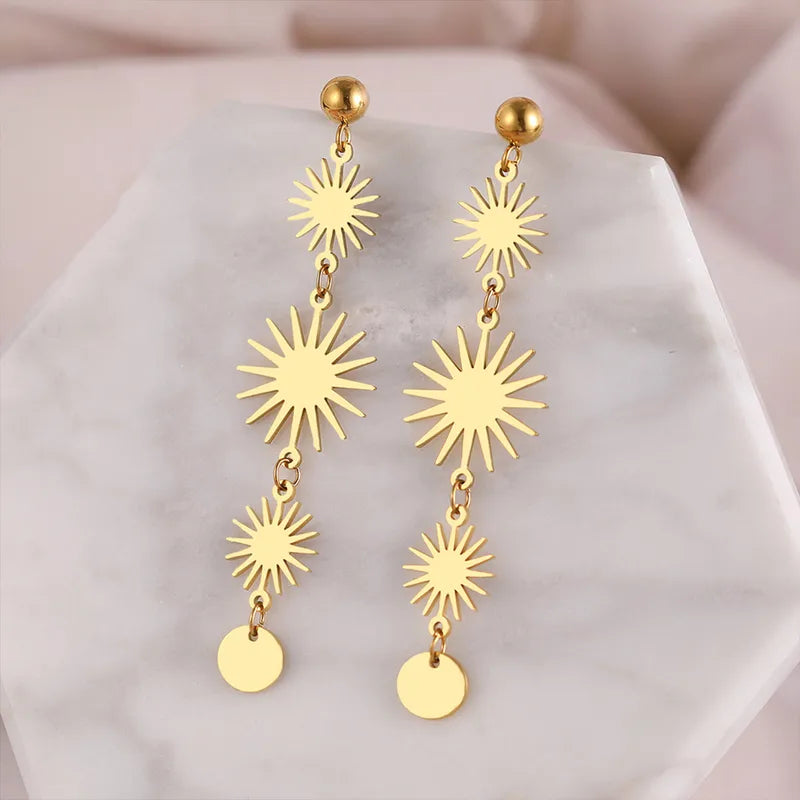 E35 Golden Sun Long Earrings