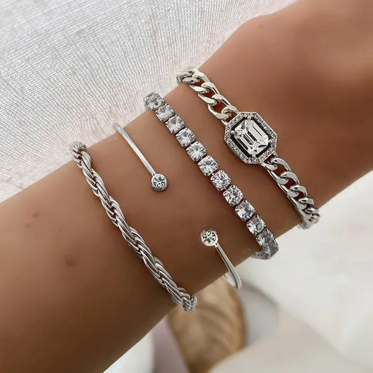 B29 Silver Bracelets Set